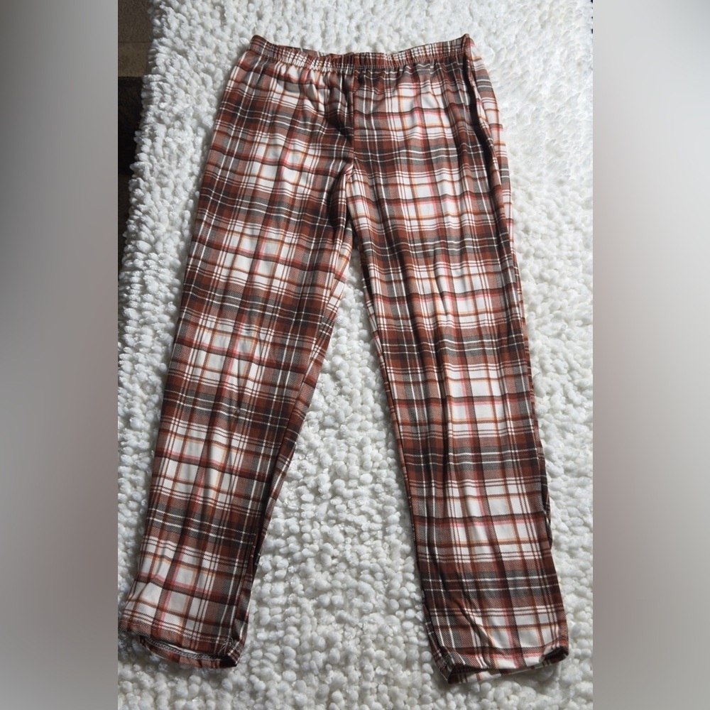 Rainbow Plaid Pants - Brown and White